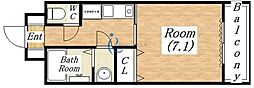グレンパーク中川 1Kの間取図画像