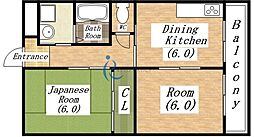 ファミーユ勝山 2DKの間取図画像