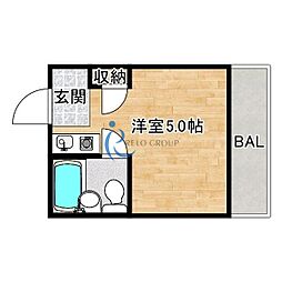 HACOSU平野本町 ワンルームの間取図画像