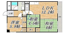 パストラル長原 3LDKの間取図画像
