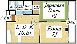 サンプラザ今里一番館 2LDKの間取図画像