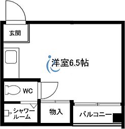 グランメール平野 ワンルームの間取図画像