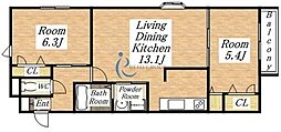 エターナルステージ 2LDKの間取図画像
