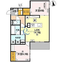 グリーンコート杭全 2LDKの間取図画像