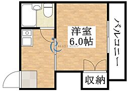 プレアール平野東 1Kの間取図画像