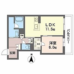 コンコード 1LDKの間取図画像