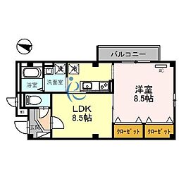 プランドール・ミノル 1DKの間取図画像