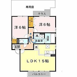 リビングタウン加美北D棟 2LDKの間取図画像
