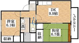 フレグランス平野 2DKの間取図画像