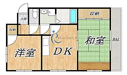 コンホルト公園南 2DKの間取図画像