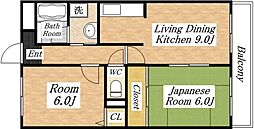 ヴィラシャトー 2LDKの間取図画像