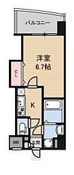 Luxe田辺 1Kの間取図画像