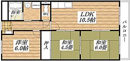 ダイヤモンドハイツ橋原 2SLDKの間取図画像