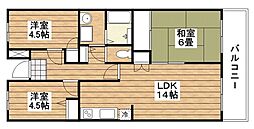 シティハイム平成 3LDKの間取図画像