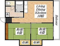 山福マンション 2LDKの間取図画像