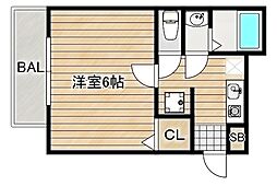 (仮称)REGIA衣摺 B棟 1Kの間取図画像