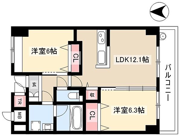 リンパクマンション ｜愛知県名古屋市西区幅下2丁目(賃貸マンション2LDK・4階・57.17㎡)の写真 その2