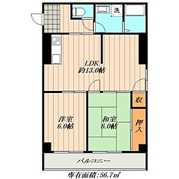 メゾン・イイダ 3階2LDKの間取り