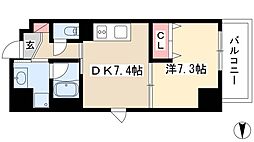 ディアコート白川 7階1DKの間取り