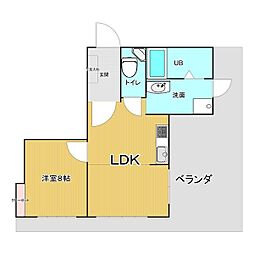 鶴舞アネックス 7階2LDKの間取り