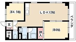 第3フクマルビル 6階2LDKの間取り