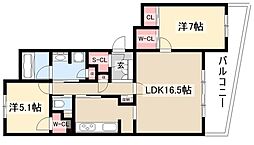 セントラルガーデン・レジデンスII　D棟 2階2LDKの間取り