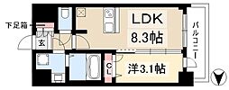 プレサンスSAKAEフロント 13階1LDKの間取り