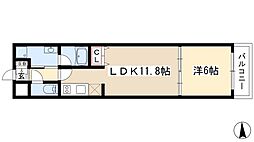 BPRレジデンス金山 2階1LDKの間取り