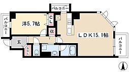 グランルクレ新栄ウエスト 9階1LDKの間取り