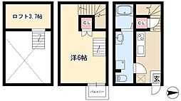 ベルセ黒川 1階1Kの間取り