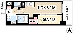 S-RESIDENCE烏森aureate(オリート) 1LDKの間取図画像