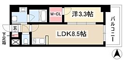 S-RESIDENCE烏森aureate(オリート) 1LDKの間取図画像