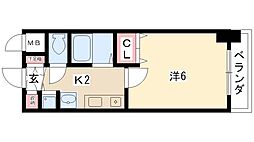 プレサンス桜通アベニュー 2階1Kの間取り