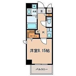 シャルマン新栄 2階1Kの間取り