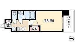 プレサンスTHE栄 7階1Kの間取り