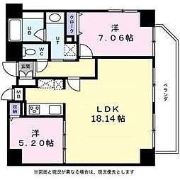 ＫＤＸ泉レジデンス 9階2LDKの間取り