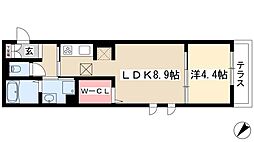 グランドール千種 1階1LDKの間取り