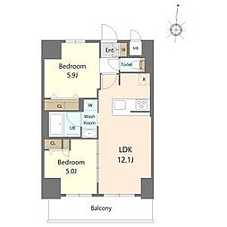 S-RESIDENCE高岳ardent 2LDKの間取図画像
