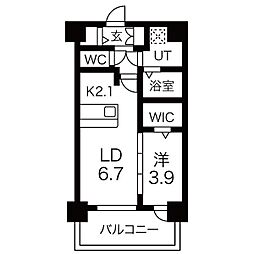 メイクス矢場町2 1LDKの間取図画像
