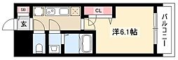 メイクス矢場町2 1Kの間取図画像