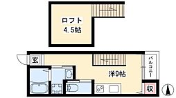 フレクール浄心 ワンルームの間取図画像