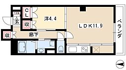 プライムメゾン東桜 1LDKの間取図画像