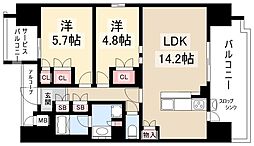 GRANPASEO名駅那古野 2LDKの間取図画像