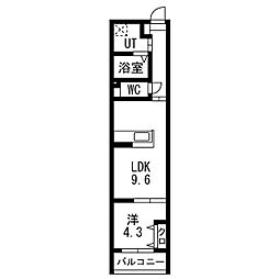 グランテラス今池 1LDKの間取図画像