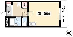 プレシアス赤城2 ワンルームの間取図画像