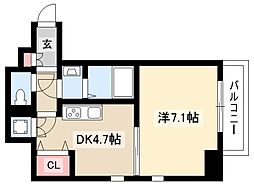 レジディア高岳 1DKの間取図画像