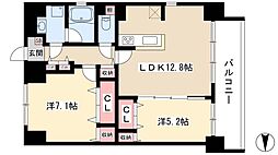 グランディア名古屋 2LDKの間取図画像