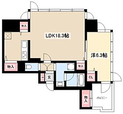 プレミアムコート葵 1LDKの間取図画像