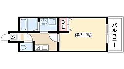 ラフィネ又穂 1Kの間取図画像