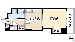 レジデンスカープ今池 1DKの間取図画像